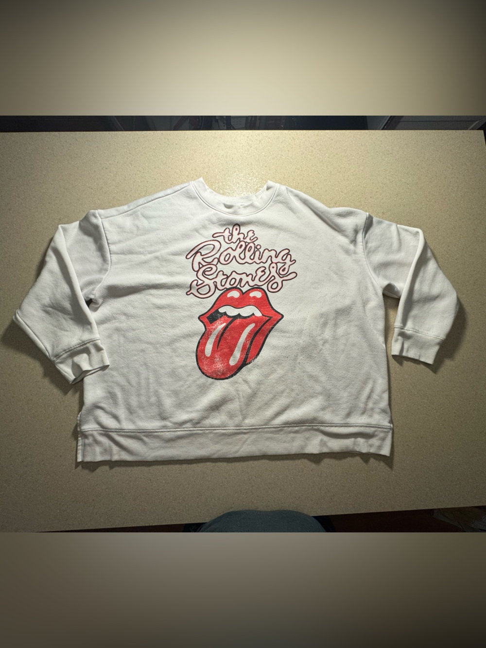 the Rolling Stones White Kids Sweatshirt with Red Tongue Logo